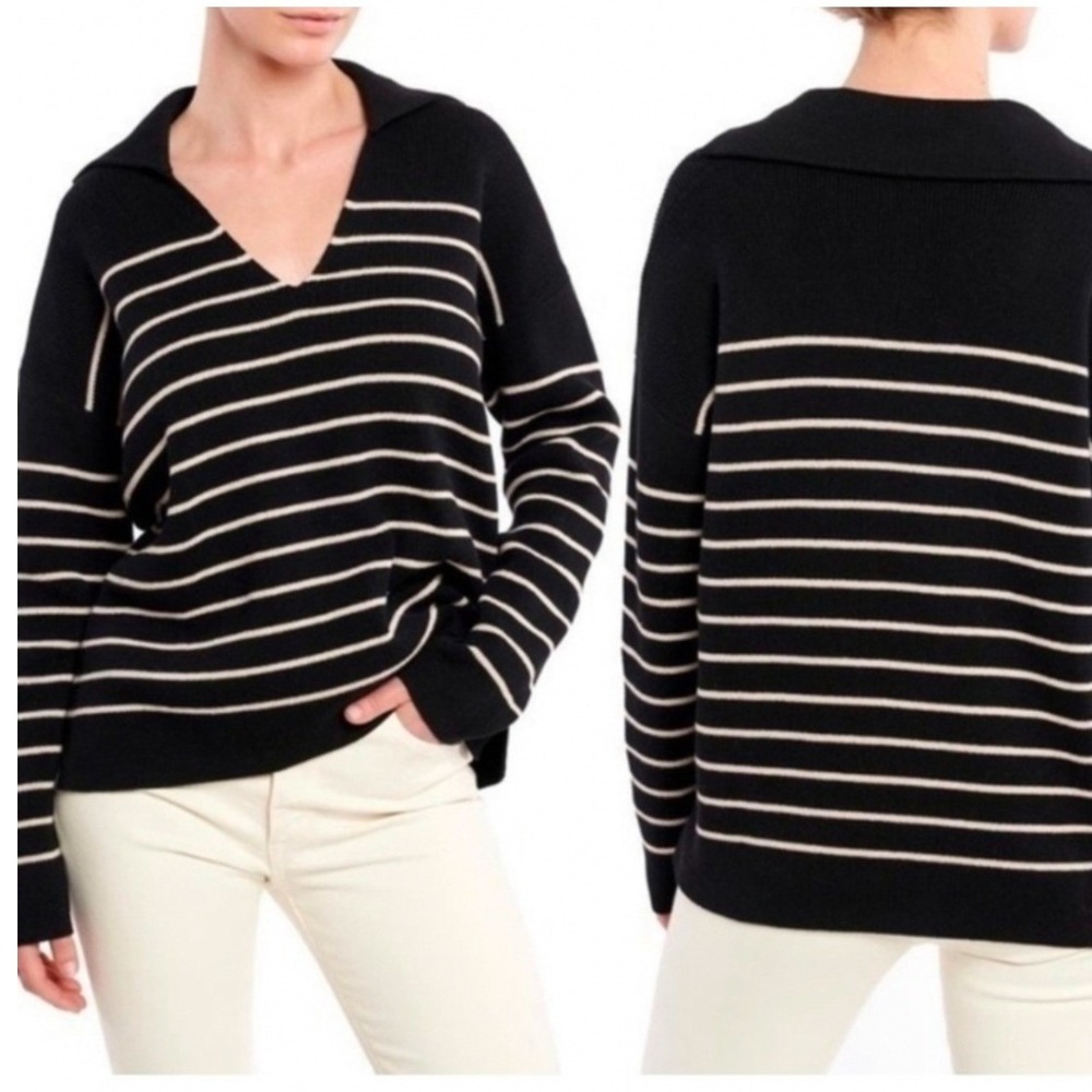 La Ligne Sailor Stripe Cotton Sweater Size M Nautical Oversized Fisherman Preppy